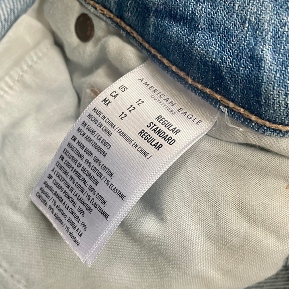 American Eagle Outfitters Blue Patchwork Mom Straight Jeans 12 - Picture 8 of 10